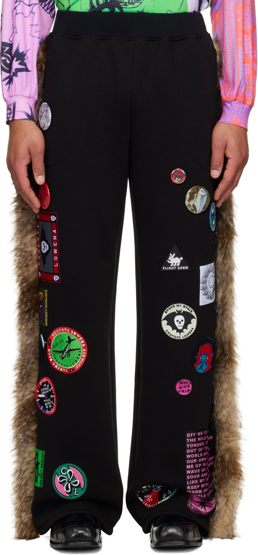 Tepláky Chopova Lowena Chopova Lowena Patched Faux-Fur Sweatpants Čierna | 4065