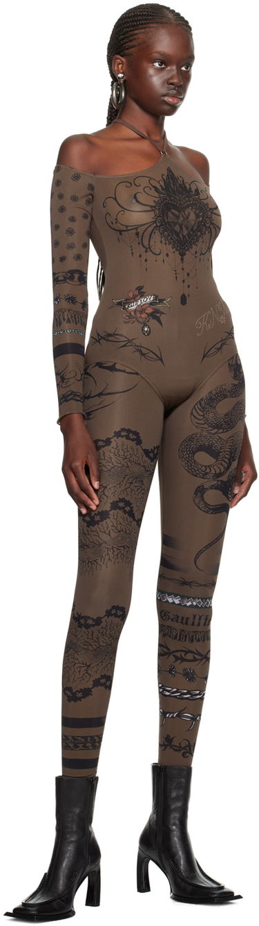 Legíny Jean Paul Gaultier Jean Paul Gaultier KNWLS Edition Tattoo Print Leggings Hnedá | 23/14-F-PA075-J524-700200, 4