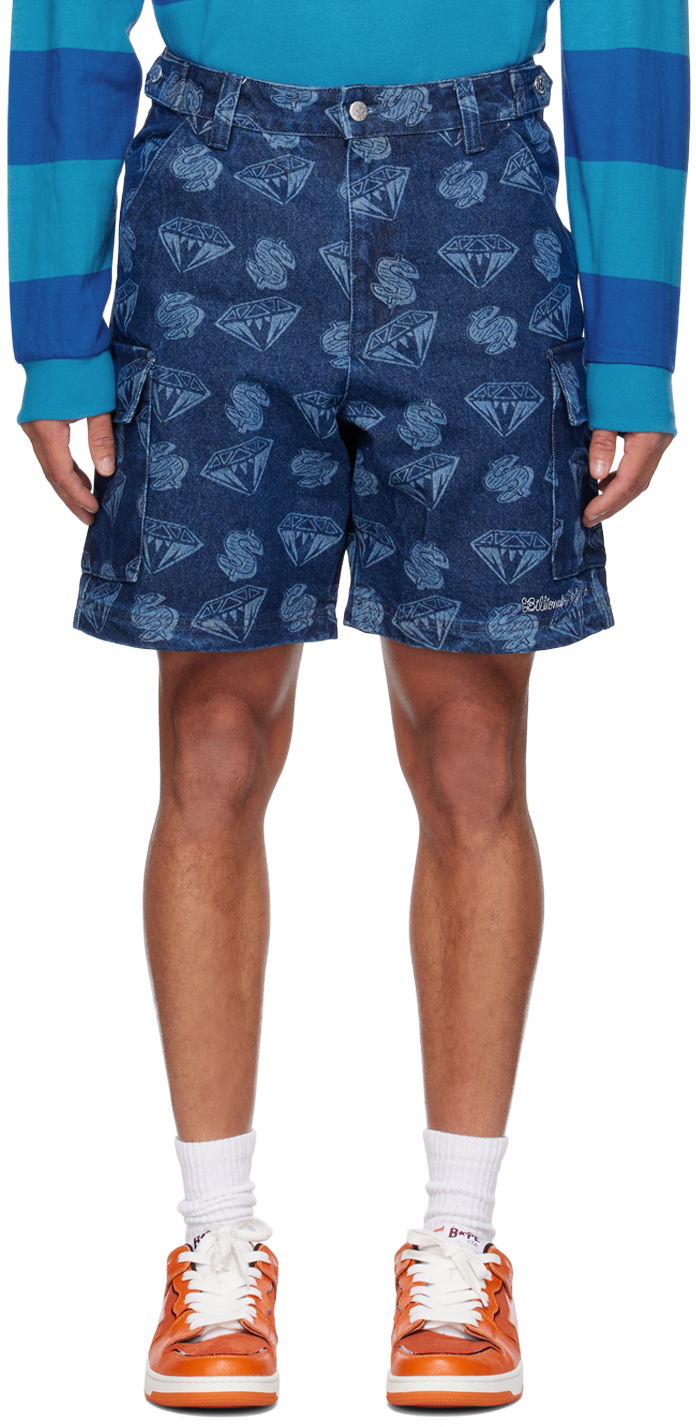 Šortky BILLIONAIRE BOYS CLUB Billionaire Boys Club Printed Denim Cargo Shorts Modrá | B23153, 0