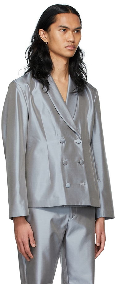 Bunda ERL Exclusive Silk Double-Breasted Blazer Oranžová | ERL04J001, 4