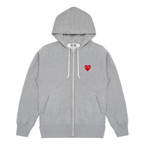 Mikina Comme des Garçons PLAY Five Heats Logo Zip Hoodie Šedá | AZ-T249-051-1