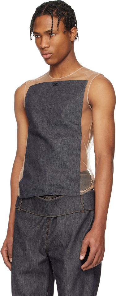 Tielko Courrèges Courrèges Illusion Square Denim Tank Top Béžová | 125JDE092DE0035, 3
