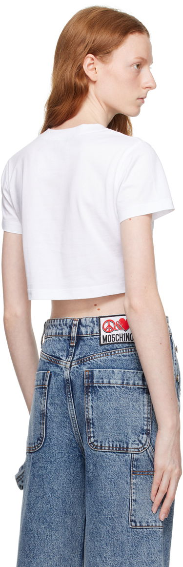 Crop Top Moschino Moschino Jeans Graphic Crop T-Shirt Biela | 1208 8262, 2