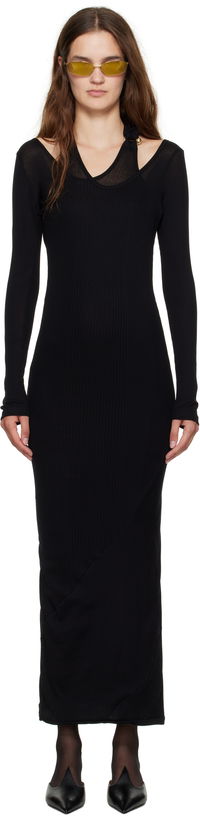 Jean Paul Gaultier Ribbed Twisted Double Layer Piercing Midi Dress