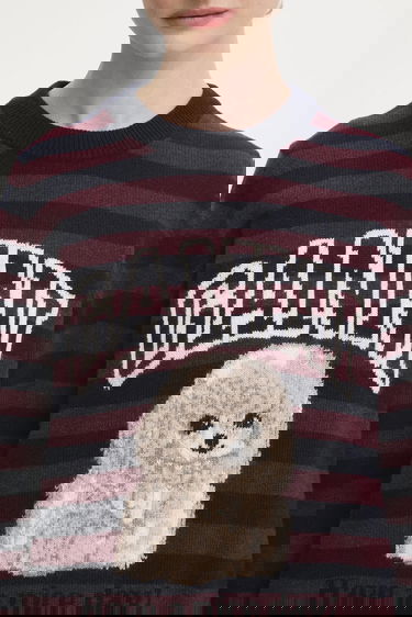 Sveter GANNI Graphic Wool Mix Poodle Stripe Sweater Rôznofarebný | K2567, 3