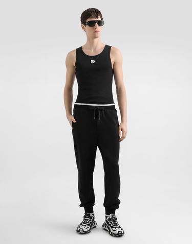 Tielko Dolce & Gabbana Dolce & Gabbana Embroidered Cotton Tank Top Čierna | G8QG9ZG7PGPN0000, 1