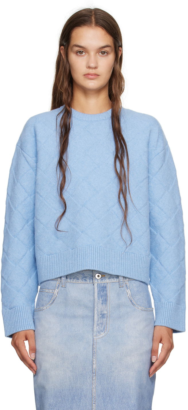 Sveter Bottega Veneta Intreccio Knit Sweater Modrá | 753728 V36Y0, 0