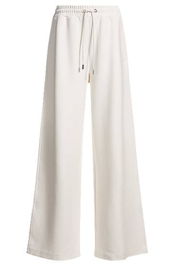 Tepláky BOSS Wide-Leg Stretch Tracksuit Bottoms Biela | 50536743