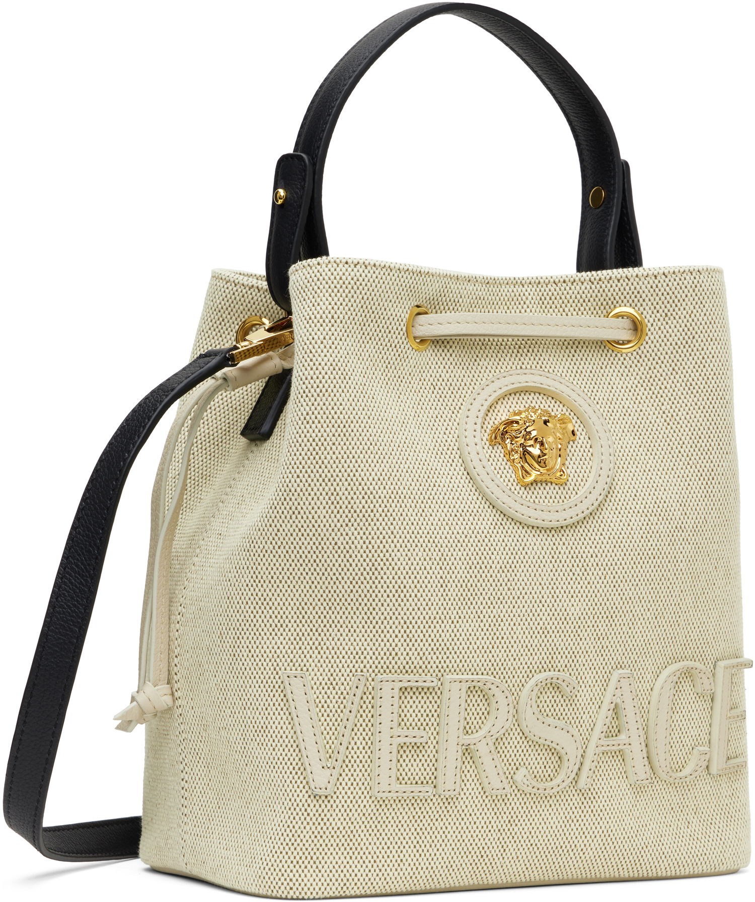 Kabelka Versace Versace Bucket Fabric & Leather Bag Béžová | 1018297_1A13696_6K72V, 1