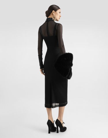 Šaty Dolce & Gabbana Dolce & Gabbana Tulle Shirt Dress with Satin Details Čierna | F6TRGTFLREYN0000, 2