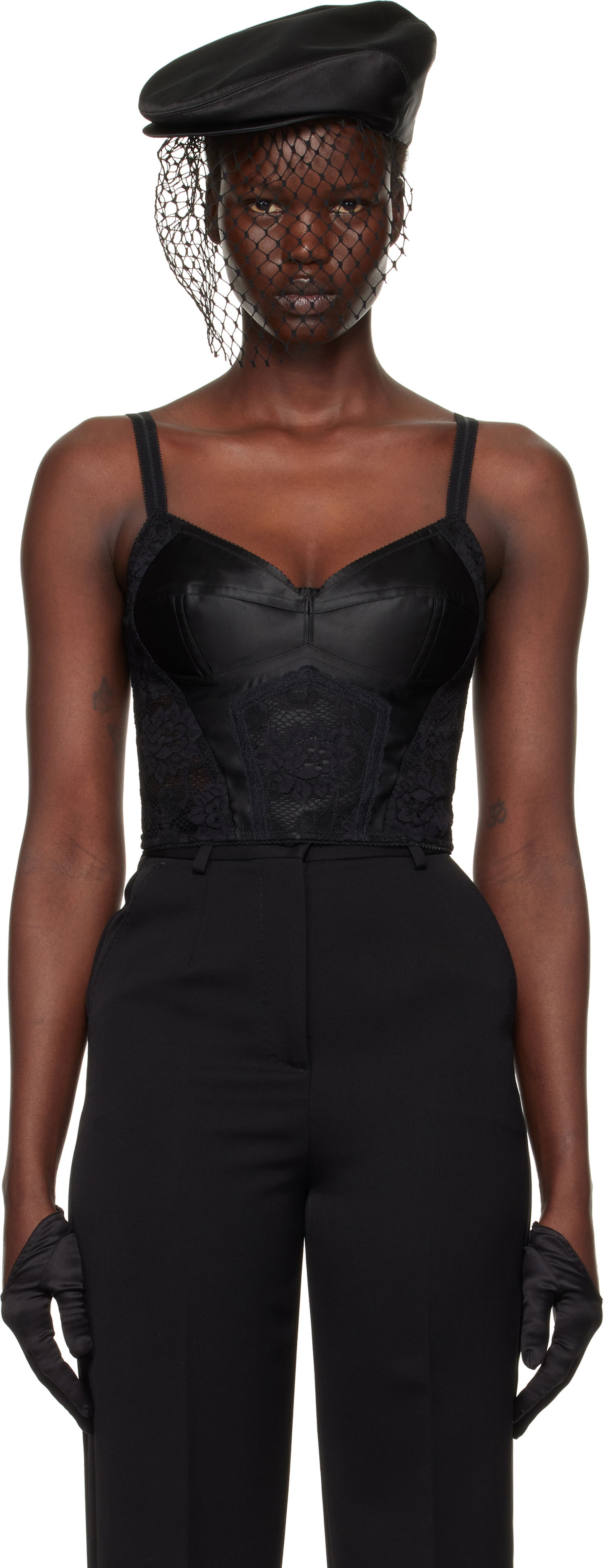 Tielko Dolce & Gabbana Lace & Satin Bralette Camisole Čierna | F7AC7T GDCL9, 0