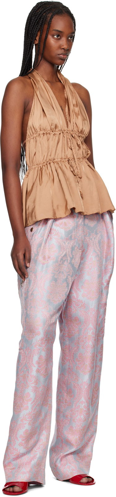 Tielko Dries Van Noten Dries Van Noten Halterneck Satin Top Hnedá | 251-010741-1427, 3