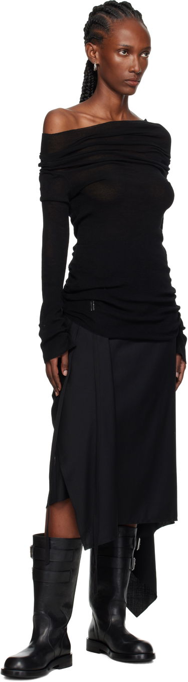 Tričko Ann Demeulemeester Ann Demeulemeester TIzziana Knitted Off-Shoulder Top Čierna | 2520-W-KN29-FA059-099, 3