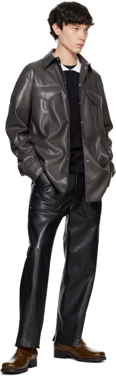 Košeľa Nanushka Nanushka Olavi Vegan Leather Button-Up Shirt Šedá | NM24FWSH04569, 3