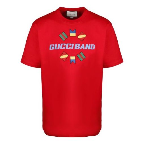 Tričko Gucci Embroidered Logo T-Shirt Červená | 565806-XJB2X-6229
