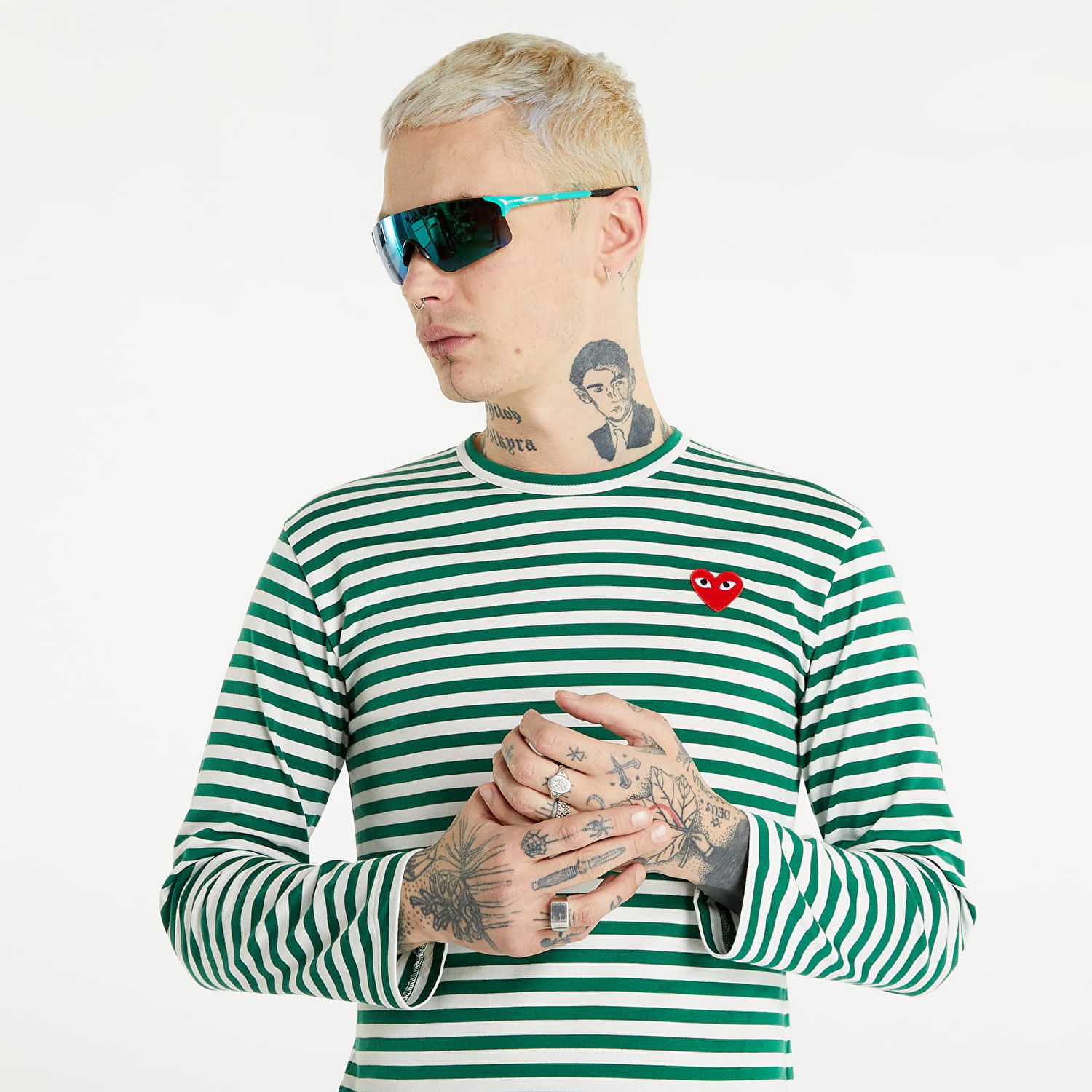 Tričko Comme des Garçons PLAY Long Sleeve Tee Zelené | AZT164 green, 0