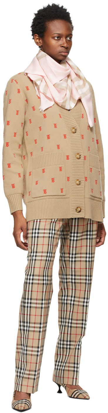 Šál Burberry Gauze Giant Check Scarf Pink Ružová | 8019462, 1