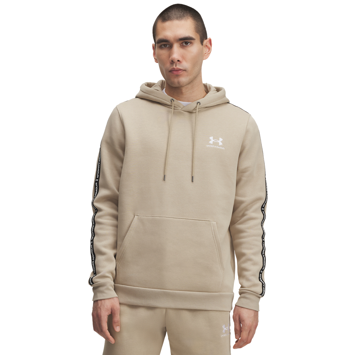 Mikina Under Armour Icon Fleece Hoodie with Taping Béžová | 1389356-299, 0