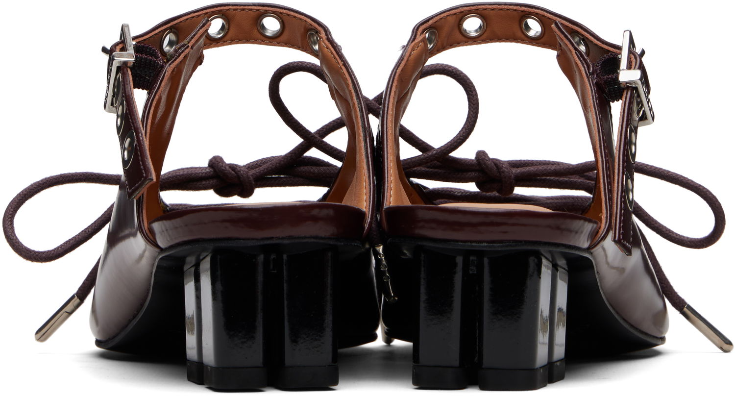 Tenisky a topánky GANNI Lace-Up Mule Heels Vínová | S3039, 1