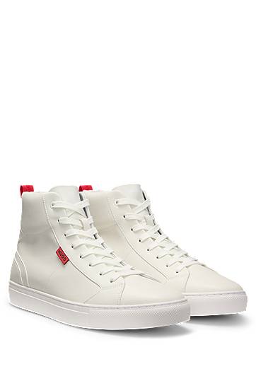 Oblečenie BOSS High-top Faux Leather Biela | 50537334