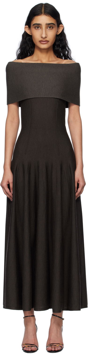 Šaty Khaite Khaite Ava Off-the-Shoulder Maxi Dress Hnedá | 9709521, 0