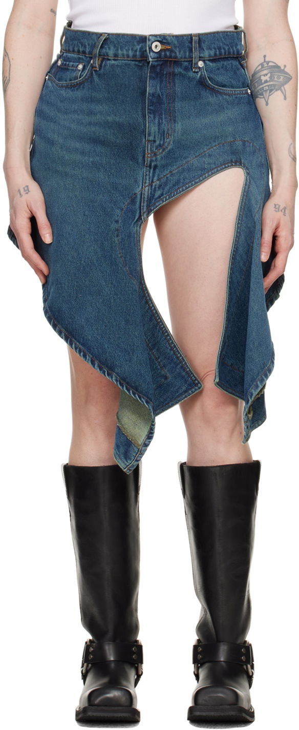 Sukňa Y/PROJECT Blue Cutout Denim Miniskirt Modrá | 107SK002, 0