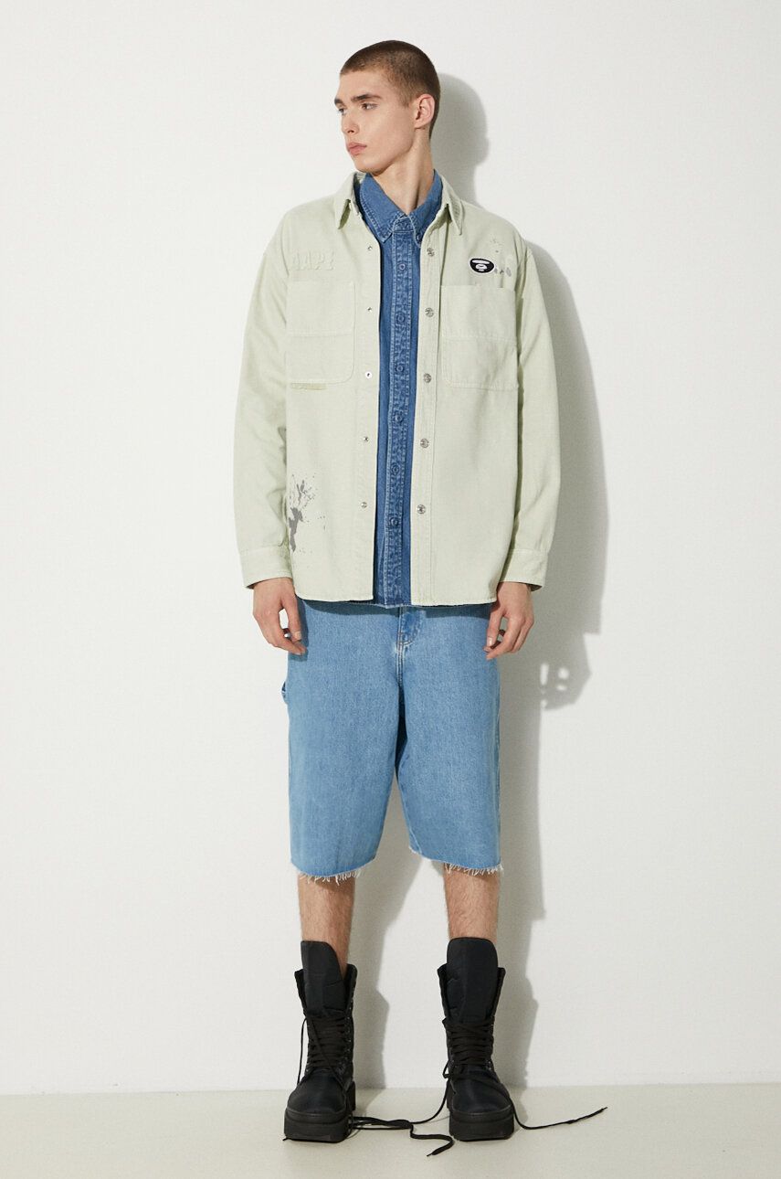 Košeľa AAPE by A Bathing Ape AAPE Relaxed Denim Shirt Modrá | AAPSTM8480XXM, 1