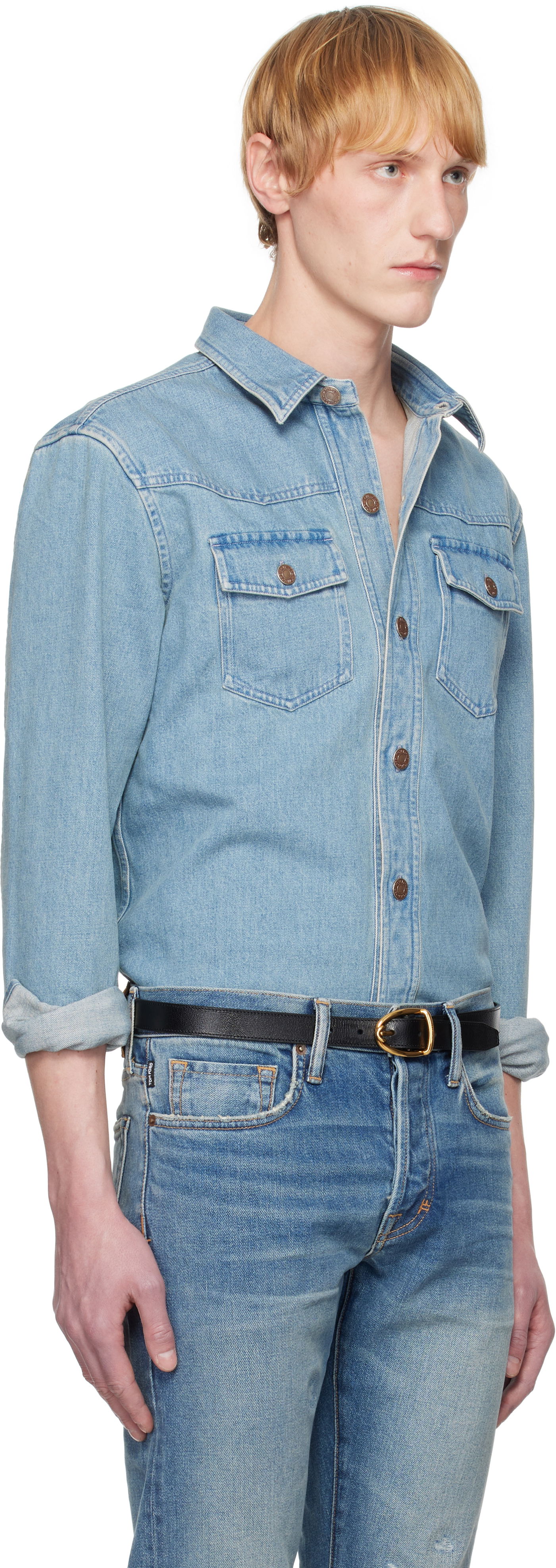 Košeľa Tom Ford TOM FORD Washed Denim Overshirt Modrá | HDS008-FMC205S25, 1