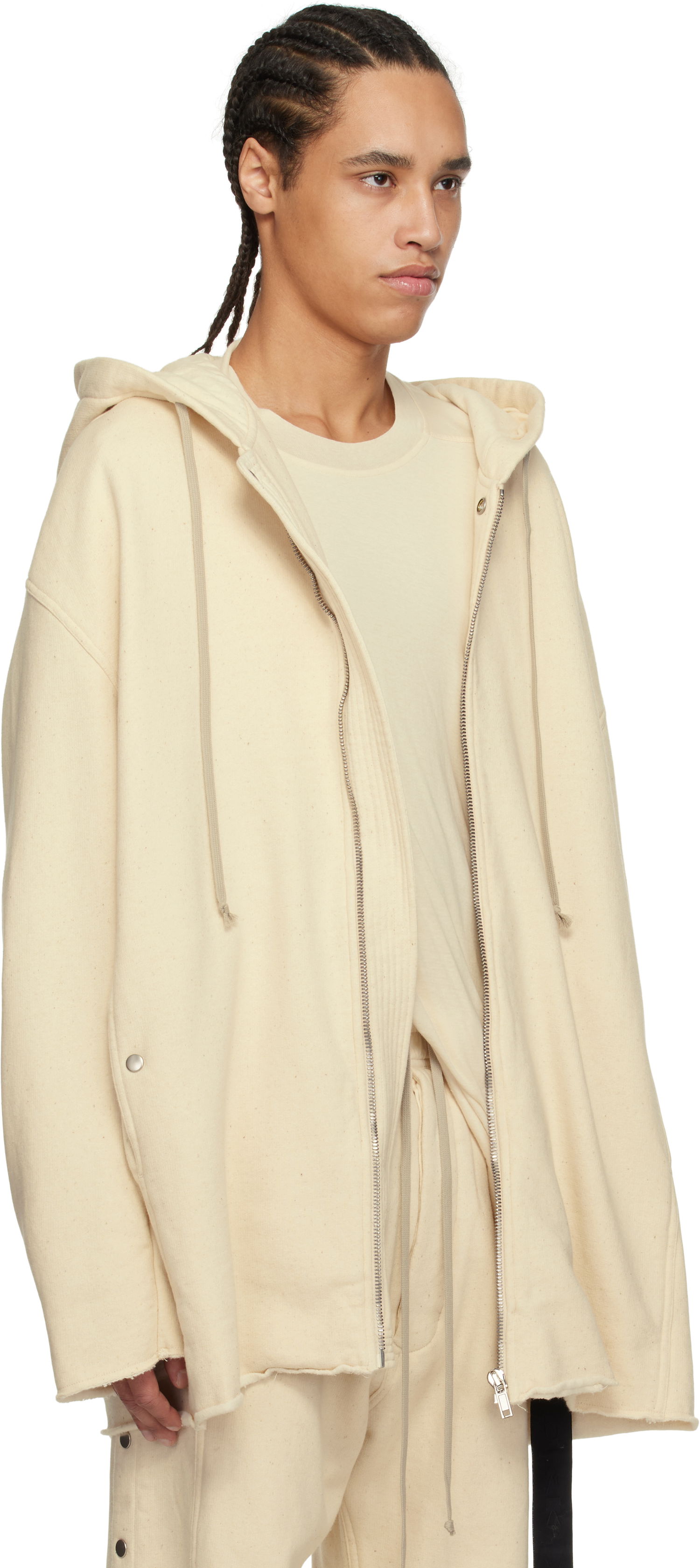 Mikina Rick Owens Rick Owens DRKSHDW Peter Zipped Hoodie Béžová | DU01E3289 FN, 1