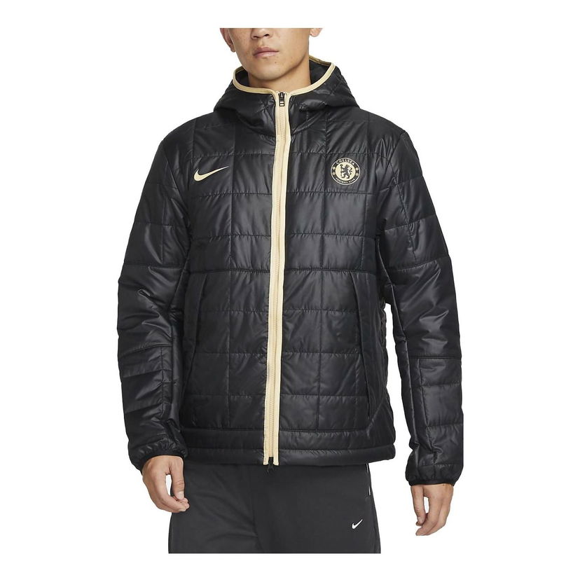 Prešívaná bunda Nike Chelsea FC Men's Hooded Padded Soccer Jacket Čierna | DN3150-010