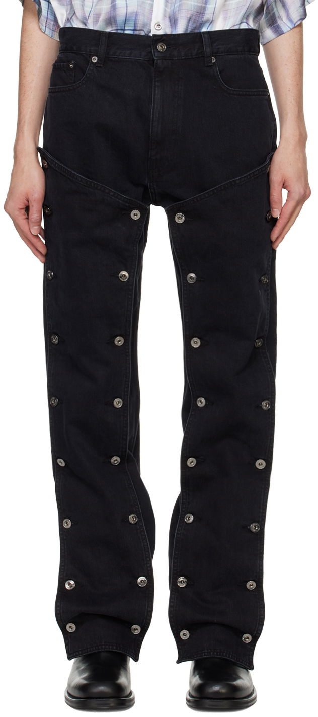 Džínsy Y/PROJECT Black Snap Off Jeans Čierna | 207PA009