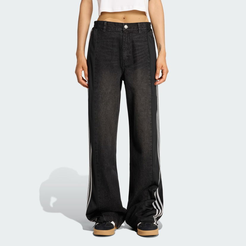 Nohavice adidas Originals adidas Originals Athletic Dept Firebird Denim Wide Leg Pants Čierna | KF2319