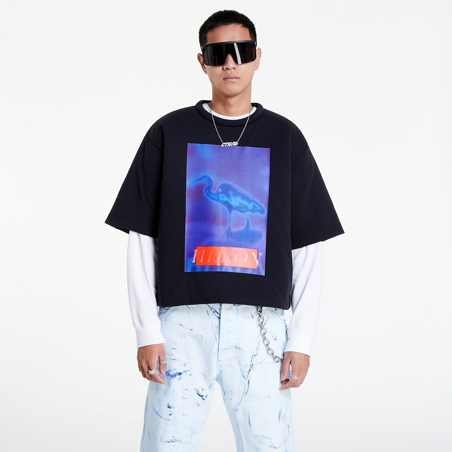Tričko HERON PRESTON Censored Padded Tee Čierna | HMAA033F22JER0011046, 0