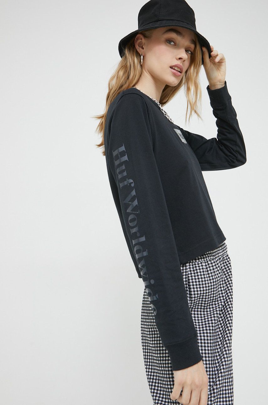 Tričko HUF Foil Bar Logo Crop T-Shirt Čierna | wts0061, 0