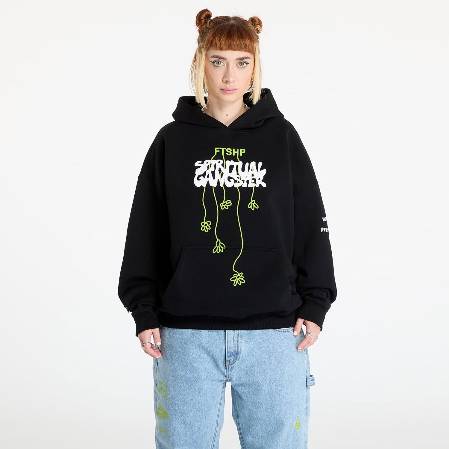Mikina Footshop Black Spiritual Gangster Print Hoodie Čierna | FTSHP_390, 1