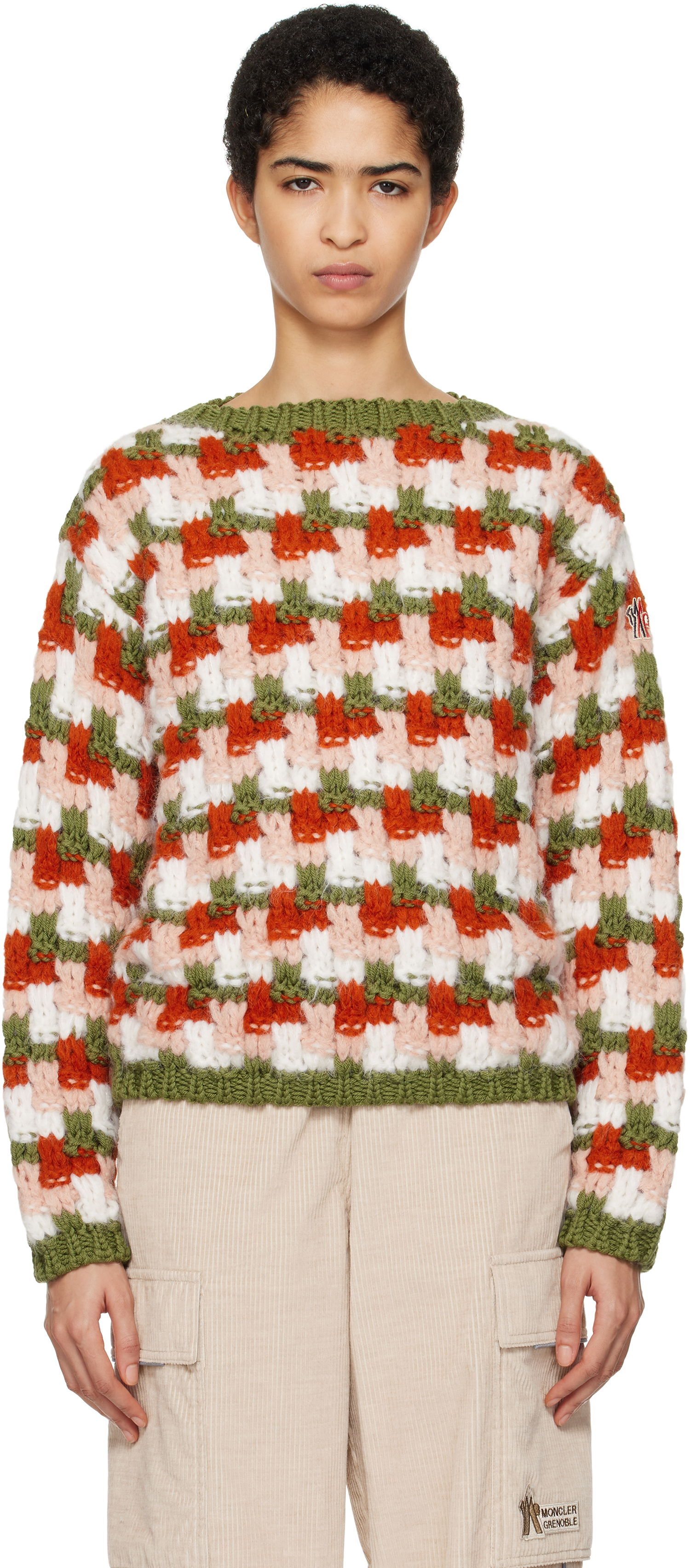 Sveter Moncler Wool & Alpaca Checkerboard Sweater Zelené | J20989C00002M4404, 0