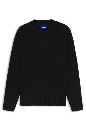 Sveter BOSS Bouclé-knit sweater with embroidered logo Čierna | 50524526