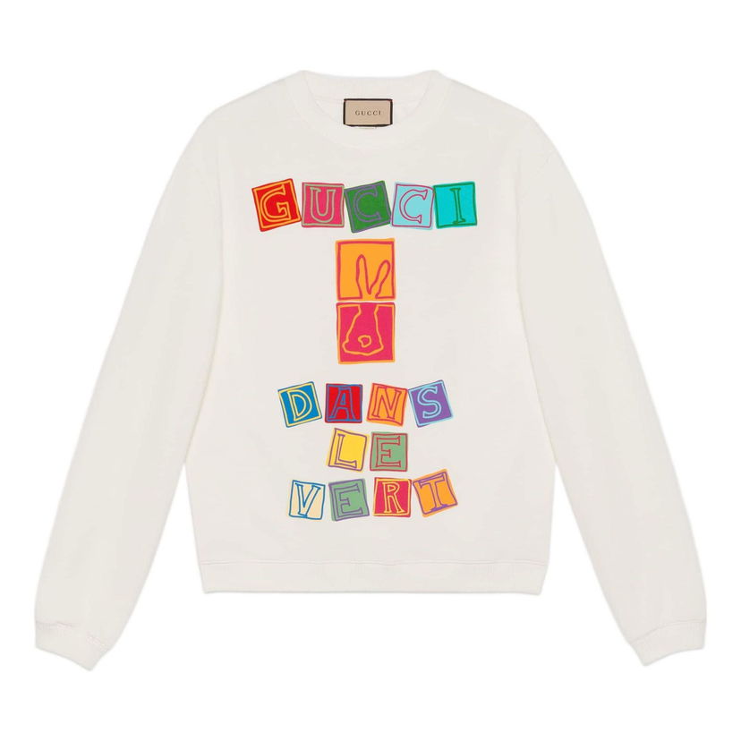 Mikina Gucci Gucci GG Cotton Jersey Sweatshirt with Cube Print Biela | 726466-XJE52-9045