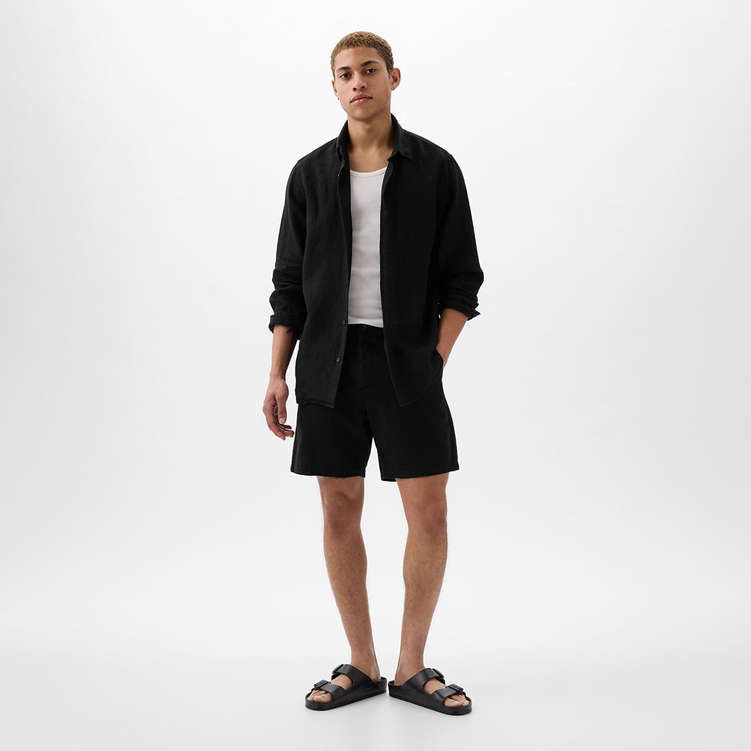 Košeľa GAP Longsleeve Linen Shirt True Black V2 Čierna | 855351-04, 1