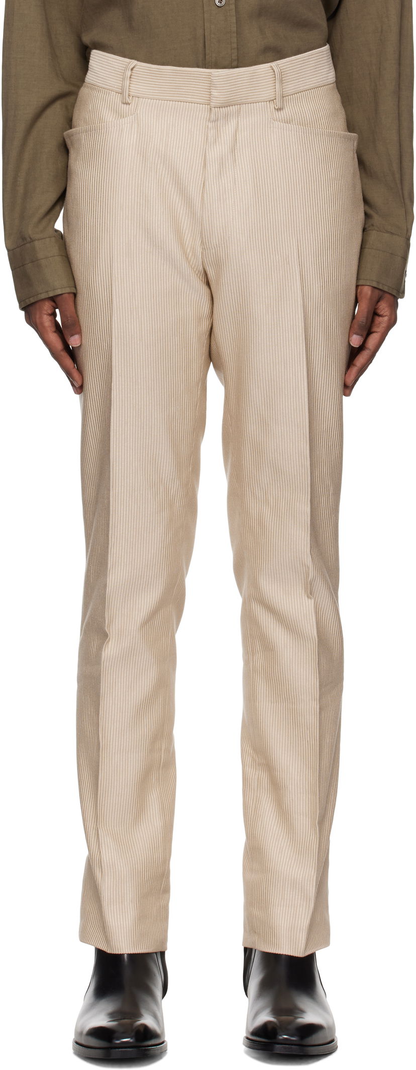 Nohavice Tom Ford Cord Dyllan Trousers Béžová | PLPW01-CSS10