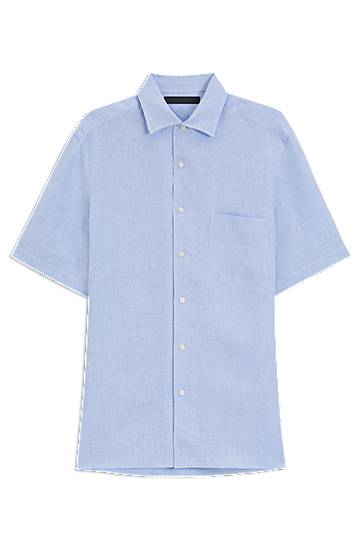 Košeľa BOSS BECKHAM x BOSS Regular-Fit Linen Shirt Modrá | 50548868, 0