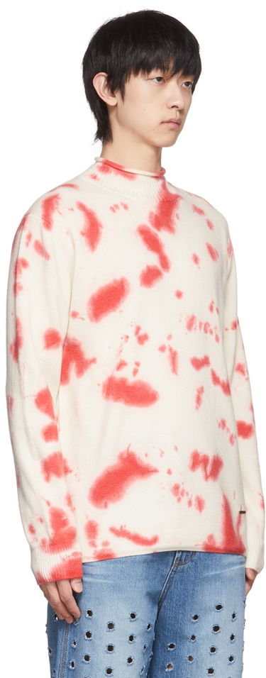 Sveter We11done We11done Tie-Dye Mock Neck Sweater Červená | WD-KT1-22-604-U-RD, 1