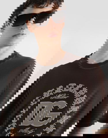 Tričko Dolce & Gabbana Dolce & Gabbana Embroidered Cotton T-Shirt Hnedá | G8PN9ZG7PFZM1213, 1