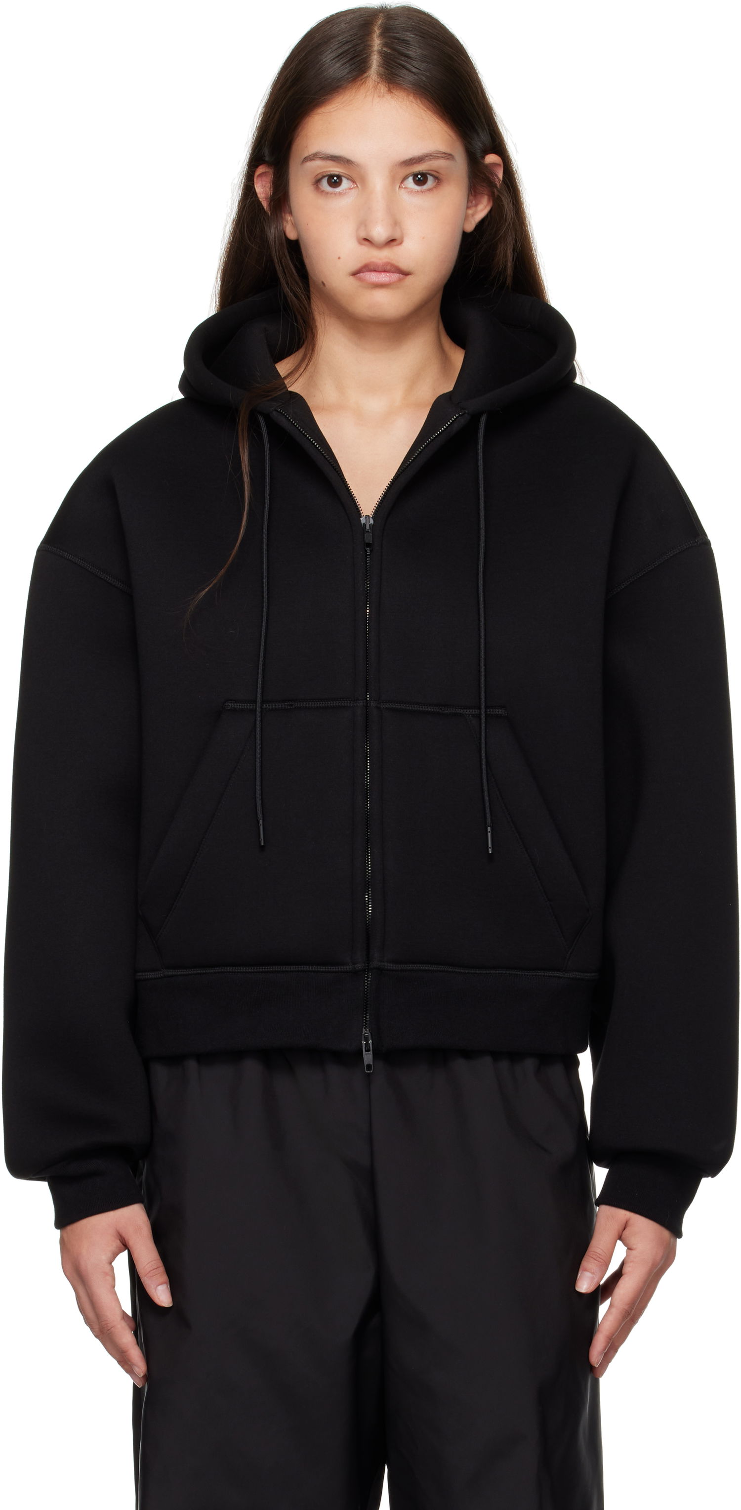 Mikina WARDROBE.NYC WARDROBE.NYC Bonded Zip Hoodie Čierna | W1093F24BJ, 0