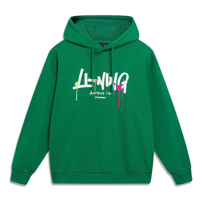 Mikina Li-Ning Graphic Print Hoodie Zelené | AWDT559-3
