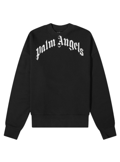 Mikina Palm Angels Curved Logo Crew Sweat Čierna | PMBA026C99FLE0071001