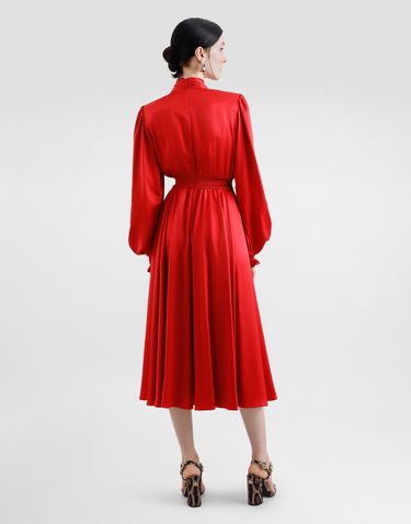 Šaty Dolce & Gabbana Dolce & Gabbana Satin Shirt Dress with Tie Červená | F6TKRTFU1AUR0026, 2