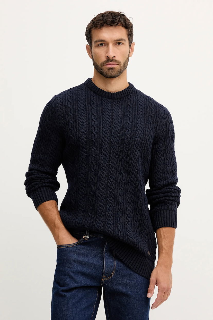 Sveter Barbour Barbour Cable Knit Sweater Navy | MKN1679