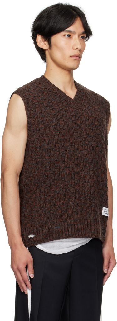 Sveter Maison Margiela MM6 Maison Margiela V-Neck Sweater Vest Hnedá | SH2FB0026 M13174, 1