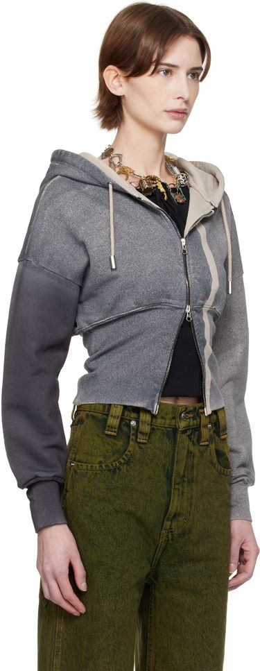 Mikina Eckhaus Latta Eckhaus Latta Snatched Zip-Up Hoodie Šedá | 4000-EL-PS25-S -, 1